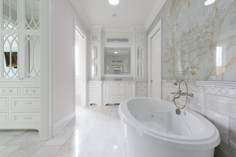 White Onyx Bathroom With Cabinets Kentucky — Bathrooms