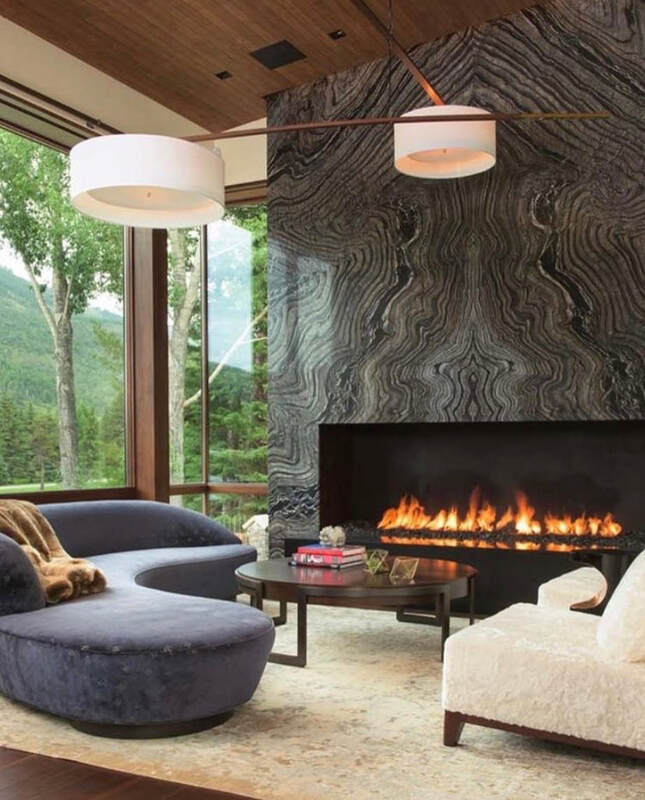 Antico Wood Vein Bookmatched Fireplace Orig — Fireplaces & Wall Features