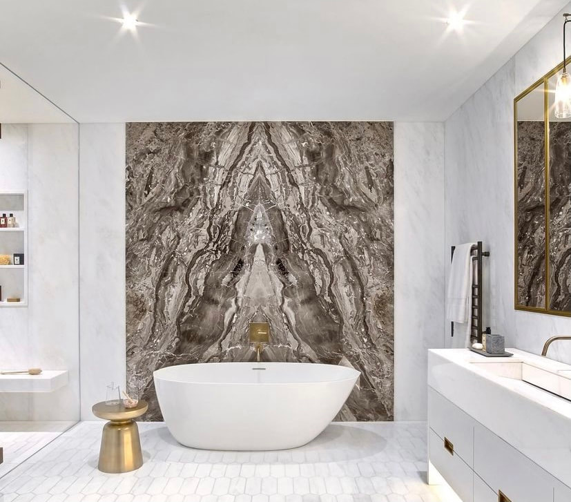 Bathroom Cetraruddy Bookmatched O Grigio Orig — Bathrooms