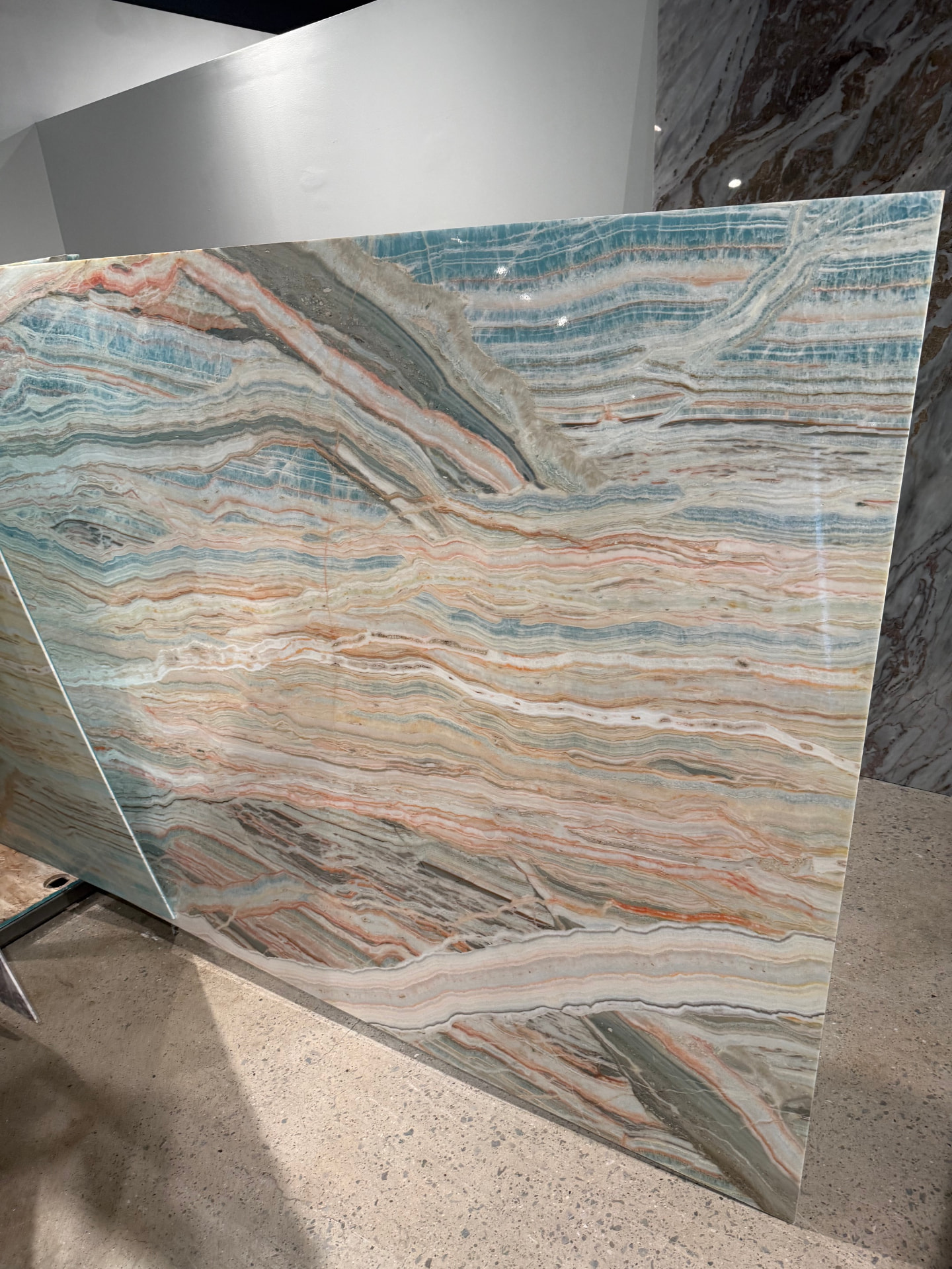 Blue Rainbow Onyx translucent thin stone panel